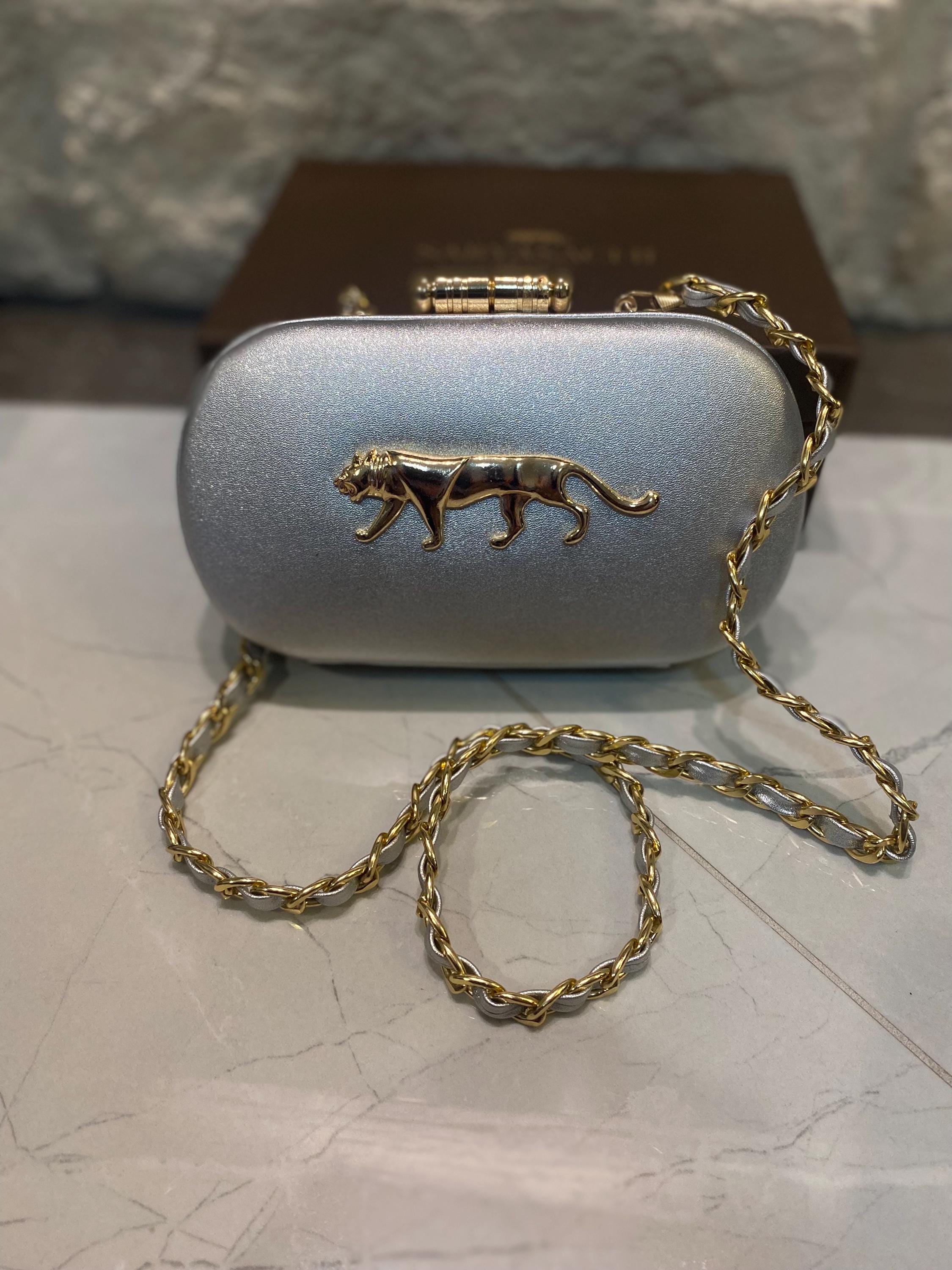 Sabyasachi Inspired Gold silver white Clutch Box Wedding Gift Handmade Box Bridesmaid Gift Bridal Shower Gift Tiger Clutch Etsy