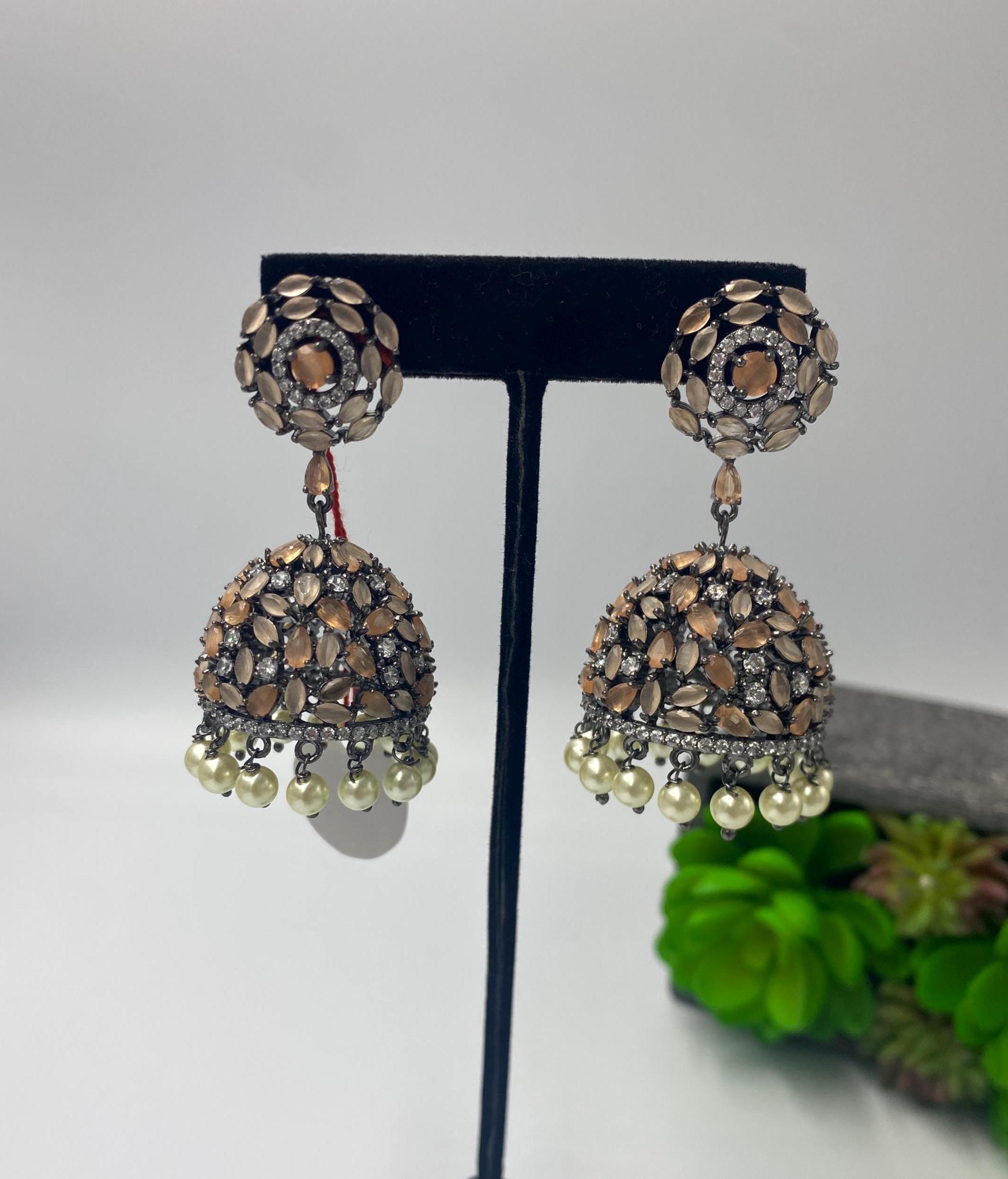 Silver Black Finish Jhumka Earrings