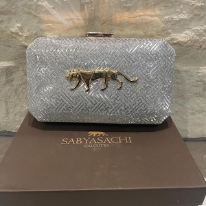 Sabyasachi inspired gold/silver/black clutch box wedding gift handmade box bridesmaid gift bridal shower gift tiger clutch