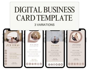 Digital Business Card Template for Yoga Teachers, Pilates Instructors | Canva Business Card Design | Business Template | Edit in Canva - Zoe