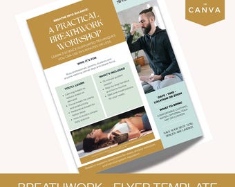 Breathwork Workshop Flyer Template, Edit in Canva, Templates for Therapists, Breathwork Practitioners, Healers