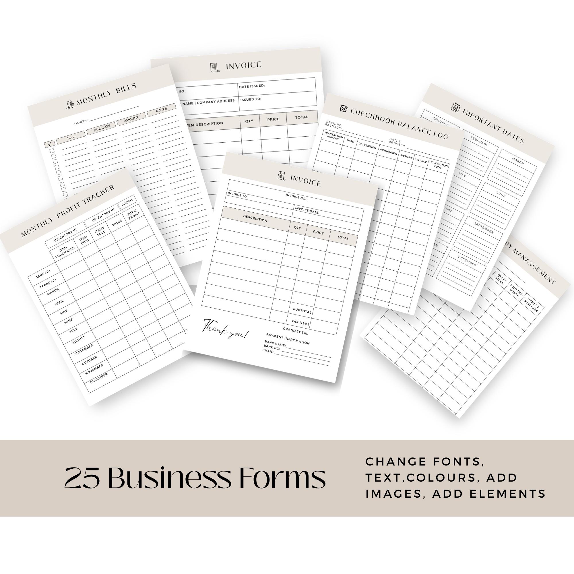 Business Forms Bundle, Canva Template for Business, Client Onboarding ...