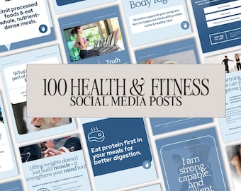 100 Health & Fitness Coach Social Media Templates | Instagram Posts for Personal Trainers | Canva Editable Carousels | Health Coach Bundle