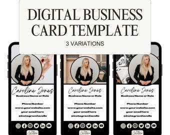 Digital Business Card Template for Business Coaches | Canva Business Card Design | Business Marketing | Networking | Caroline
