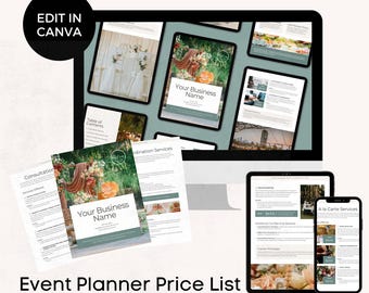 Event Planner Price List Template | Edit in Canva Pricing Guide | Event Planner Business Template | Price Guide for Events