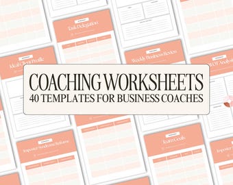 Coaching Worksheets, Canva Template for Business Coaches, 40 Worksheets, Planners, Goal Setting, Business Coach