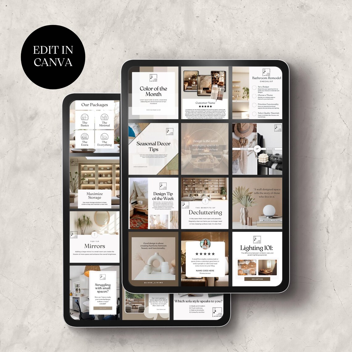 Interior Designer Instagram Post Templates | Editable Canva Designs ...
