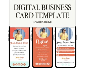 Digital Business Card Template for Life Coaches | Canva Business Card Design | Edit in Canva, Business Marketing, Networking Template