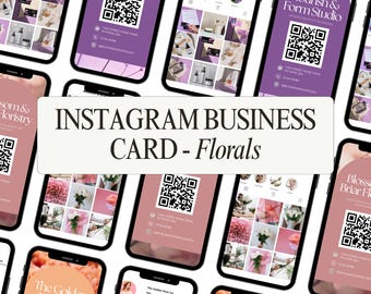 Instagram Business Card Template | Floral Canva Template | Social Media QR Card | Editable Networking Card | Small Business Branding
