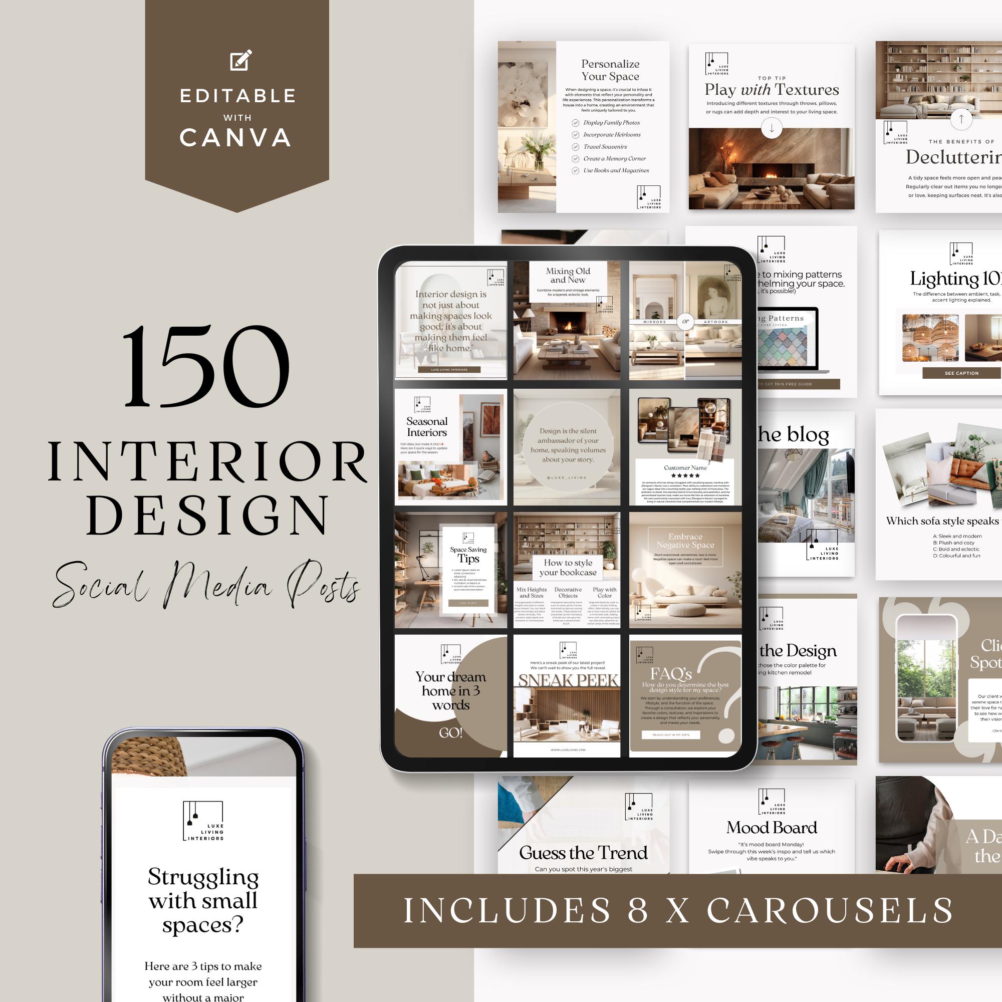 Interior Designer Instagram Post Templates | Editable Canva Designs ...