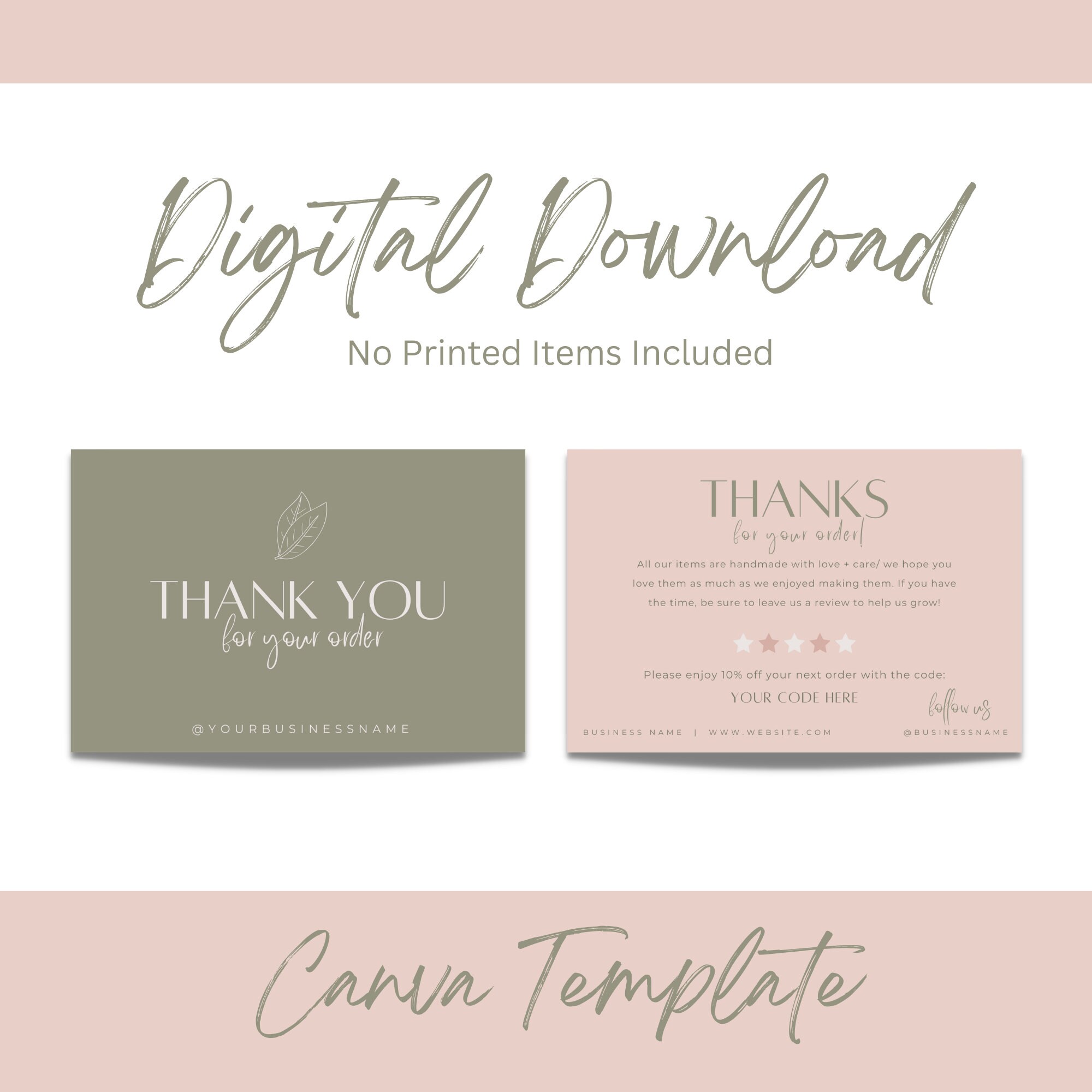 Editable Thank You Card Template | Small Business Canva Design ...