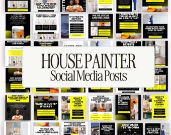 House Painter Social Media, Editable Canva Templates for House Painters, Social Media Marketing Posts, Digital templates