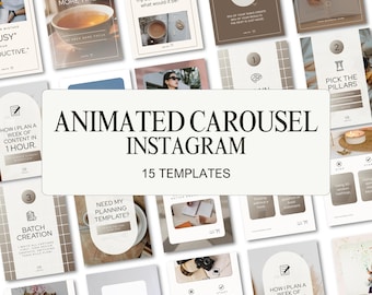 Animated Instagram Carousel Templates | 15 Canva Post Templates | Social Media Content Kit | Editable Instagram Posts