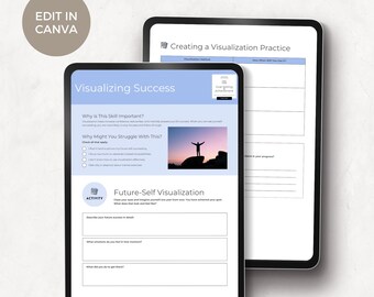 Visualisieren von Erfolg Arbeitsblatt | 2-seitige Reflection Form | Druckbare PDF | Canva Vorlage | Heiler, Therapeut, Coach, Lehrer Form