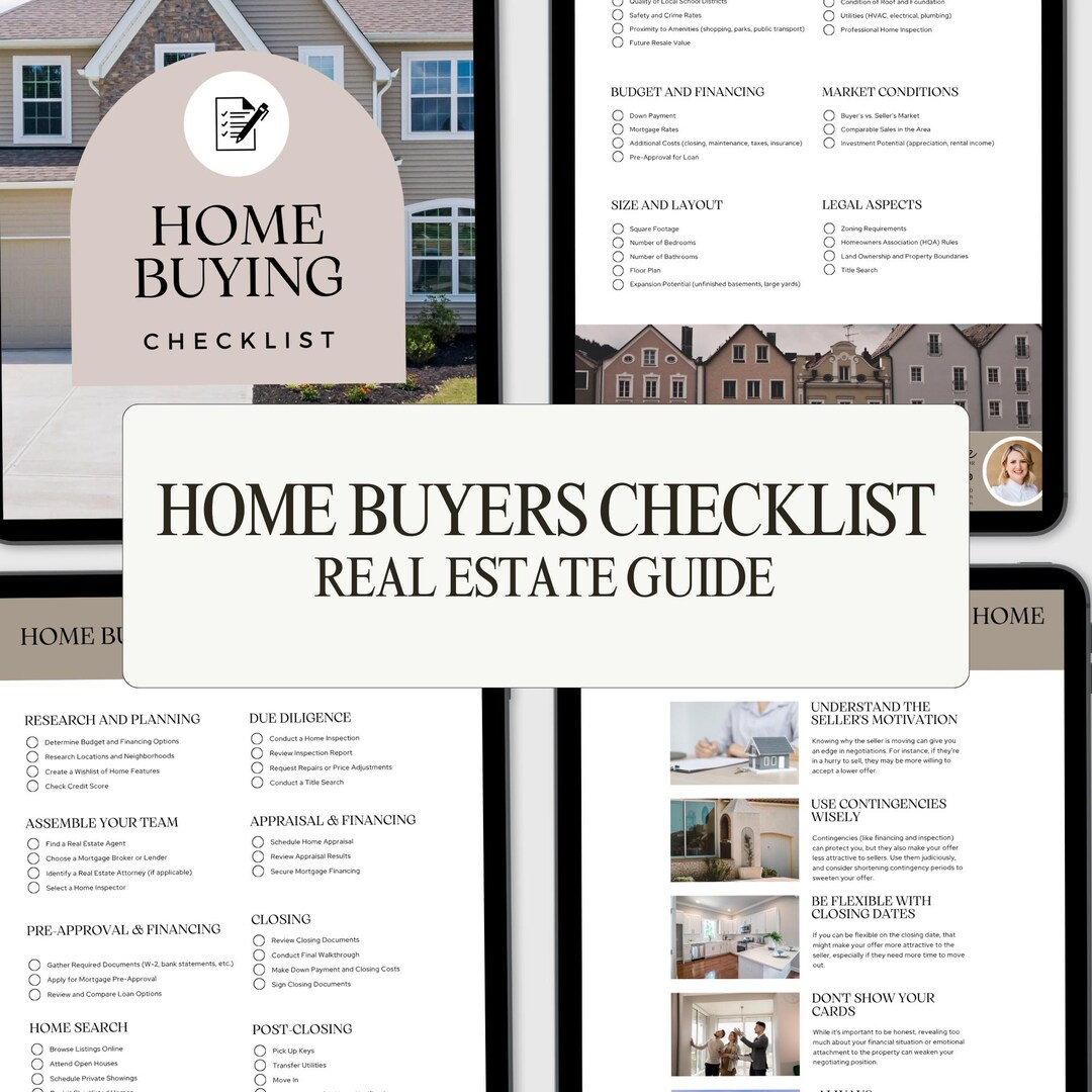 Real Estate Buyer's Checklist Template, Editable Canva Guide for Agents, Home Buyers Guide ...
