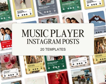 Music Player Canva Template Bundle | 20 Editable Photo Templates in 2 Sizes | Social Media Posts