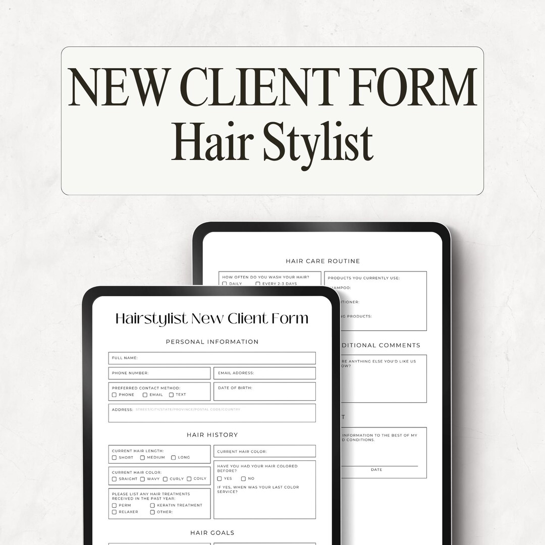 New Client Form for Hair Stylist, Editable Canva Template, Hairdresser ...