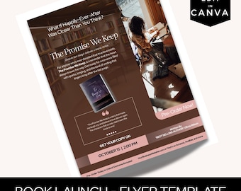 Book Launch Flyer Template | Edit in Canva Templates for Authors, Influencers & Writers | Book Marketing Poster