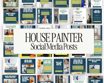 House Painter Social Media, Editable Canva Templates for House Painters, Social Media Marketing Posts, Digital templates