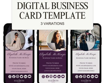 Digital Business Card Template for Business Coaches | Canva Business Card Design | Business Template | Edit in Canva - Elizabeth