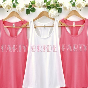 Bride and Bridesmaid Matching Tees | Spring Bride Tanks | Bride Party Tanks | Floral Bachelorette Party Shirts | Wedding Gift Tank Tops