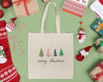 Christmas Tote Bag | Boho Tree Tote | Reusable Grocery Bag | Winter Reusable Bag Gift | Gift For Her | Holiday Tote Bag