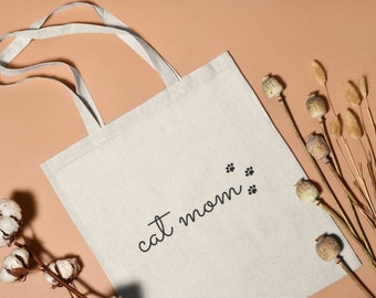 Cat Mom Canvas Tote Bag | Mom of Cats | Kitten Gift | Gift For Her | Cat Lover Gift | Cat Owner | Mom Gift | Daycare Gift | Teacher Gift