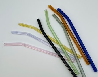 Glass Straws 4PACK Bent - Reusable Colorful Glass Straws