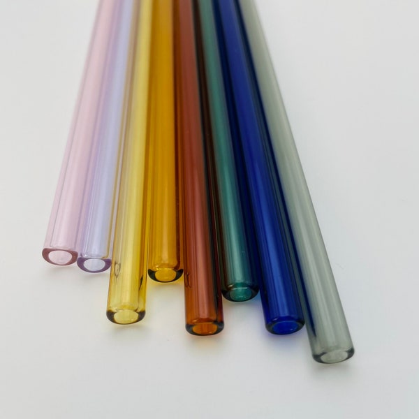 Glass Straws 4PACK - Colorful Reusable Glass Straws Straight - Straight Straws