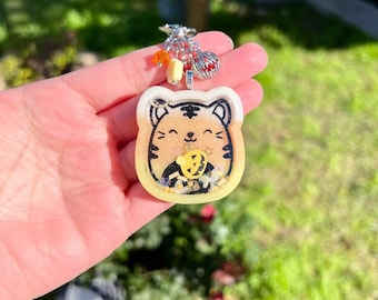 candy corn cat squishmallow resin shaker keychain/ charm for bags backpacks purses cute kawaii halloween accessories spooky charm