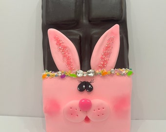 Giant chocolate bunny bar, fake bake, faux food, food prop, photo prop, wreath attachment