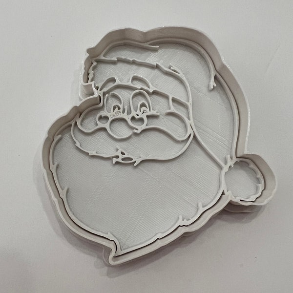Santa face cookie cutter/stamp set, Christmas cookie cutter, holiday clay cutter and stamp
