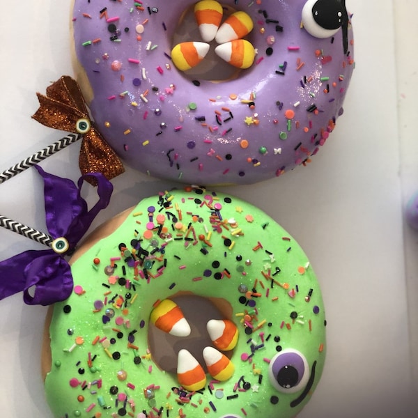 Monster donut, huge Halloween donut, Halloween Decor, Wreath attachment, Halloween decoration, Fake donut, fake food- made to order