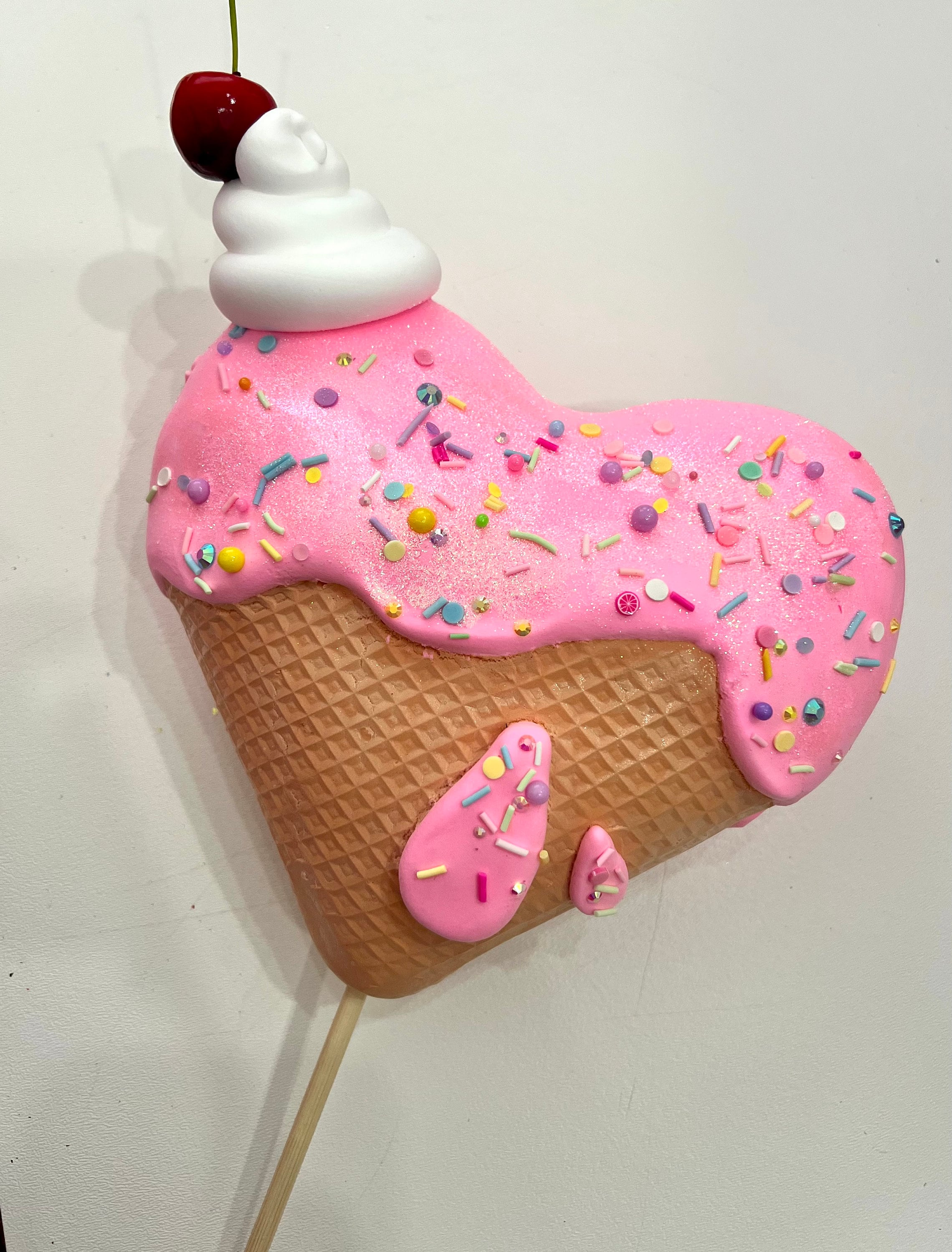 Large waffle cone Ice cream heart pick wreath attachment Candyland photo prop valentines decoration