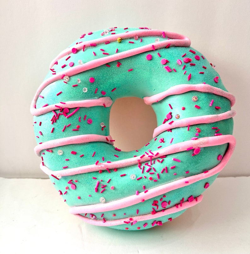 Large Fake Donut in Mint and Pink Faux Food Decor Candyland Etsy