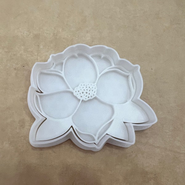 Magnolia flower cookie cutter/stamp, Easter cookie cutters, stamps, baking tools, clay cutter/stamp, embosser, embossed, made to order