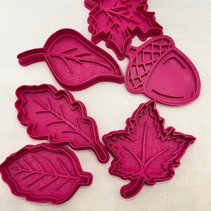 Fall leaves cookie cutter and stamp set, full set, fall designs, cookie cutters, cookie stamps, clay cutter, clay stamp, fake bake supplies