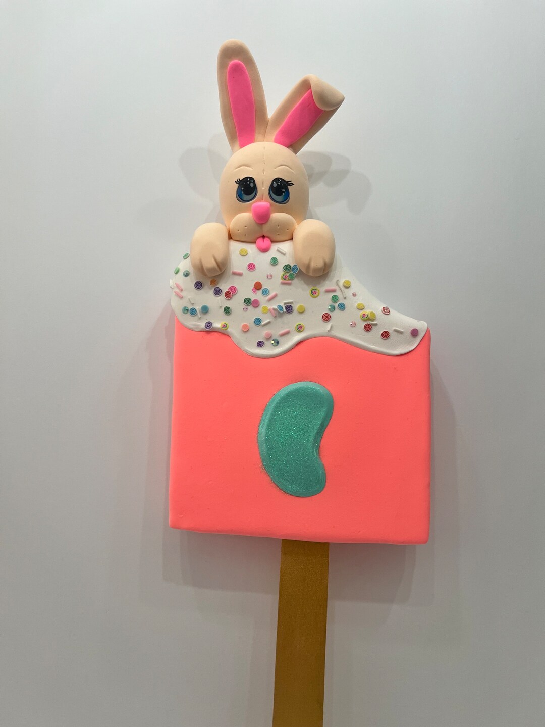 Giant Fake Bunny Popsicle, Faux Food, Easter Decoration, Wreath ...