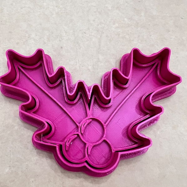 Holly leaf cookie cutter/stamp, Holiday cookie cutters, cookie stamps, Christmas tools, clay cutter and stamp