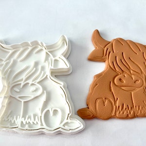Highland cow cookie cutter/stamp, Halloween cookie cutters, cookie stamps, Halloween tools, clay cutter and stamp