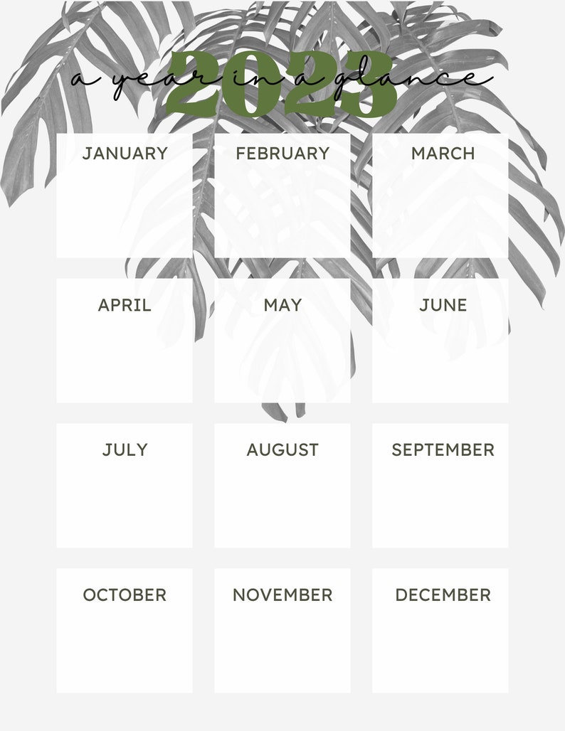 Calendar Year in a Glance Etsy