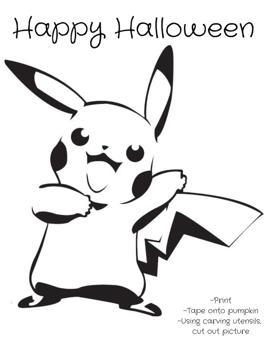 Cartoon Printable Pumpkin Carving Stencil - Etsy