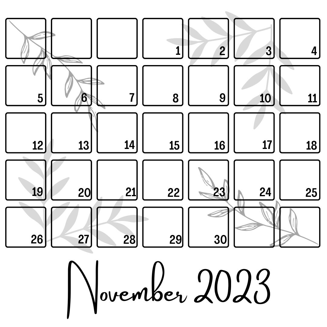 November 2023 Printable Calendar Etsy