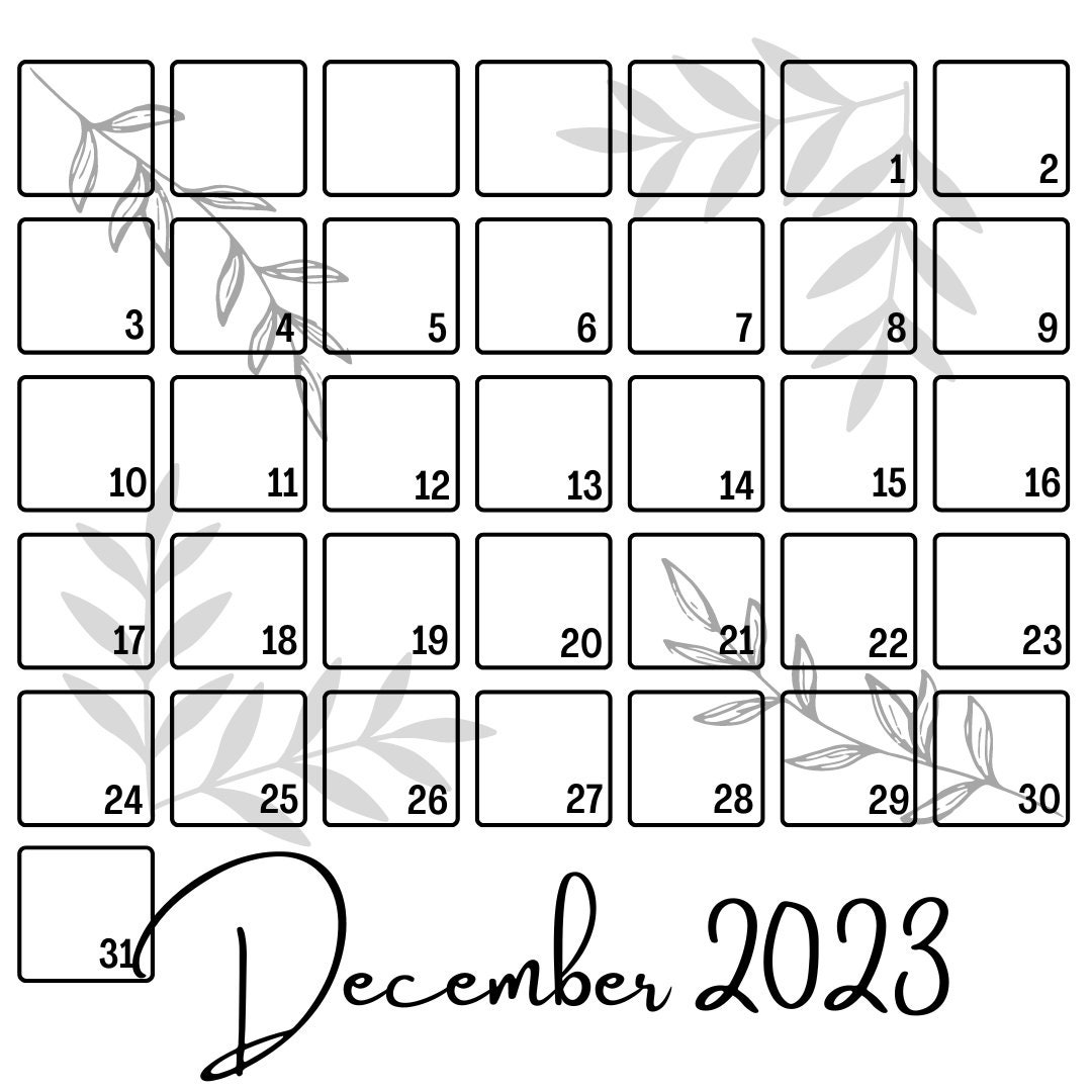 Printable December 2023 Calendar - Etsy