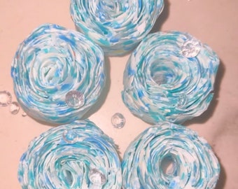 Soap Roses ~ Blue & White Set of 5