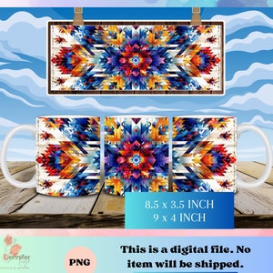 Indigenous star coffee mug wrap PNG native digital download 8.5 x 3.5 Inch, 9 x 4 inch, sublimation design
