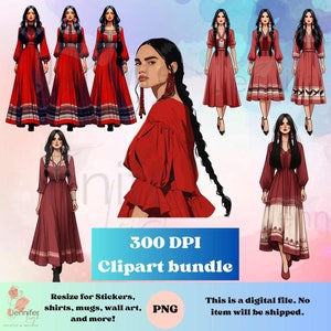 Indigenous Red Dress MMIW ClipArt Design Bundle png native Instant download for sublimation design, Stickers