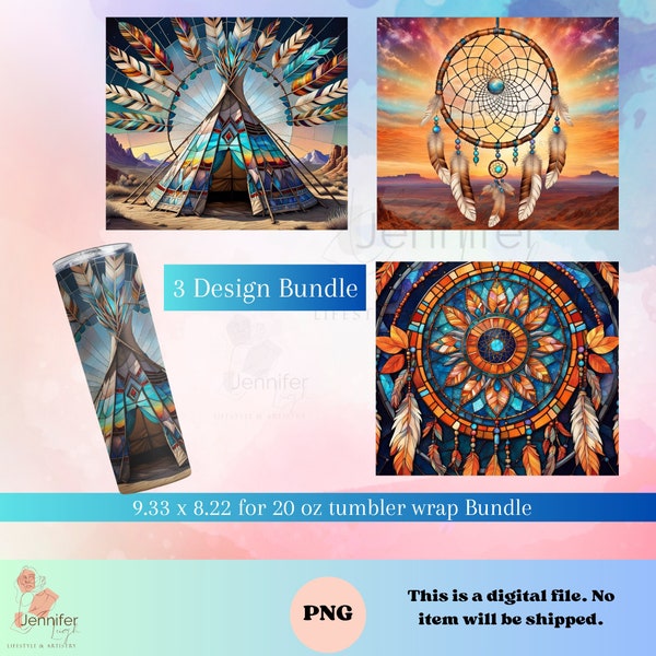 Indigenous tumbler wrap Bundle png native digital download for 20 oz 9.2 x 8.3 skinny tumbler, sublimation design
