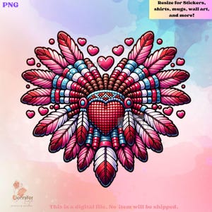 Indigenous heart jpg png native digital download sublimation design, printable art