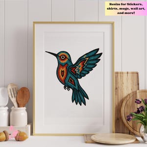 Indigenous Hummingbird png native instant download, printable art,  sublimation design